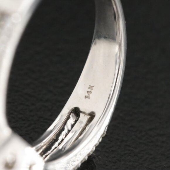 14k Vintage Pear Shaped Aquamarine & 0.6 CTW Diamond Halo Ring - Picture 4 of 6